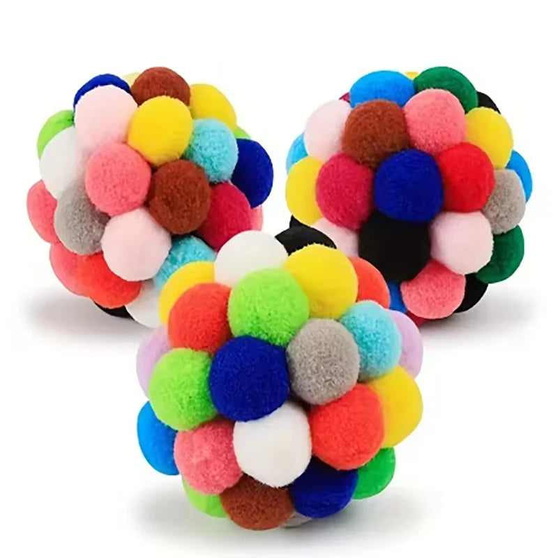 Jouets pour Chats – Balles en Peluche Colorées avec Clochettes (Lot de 1 ou 3)