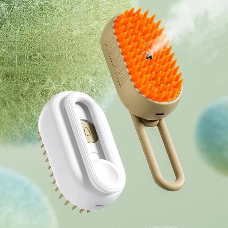Brosse Électrique 3-en-1 pour Chats – Nettoyage, Vapeur & Massage
