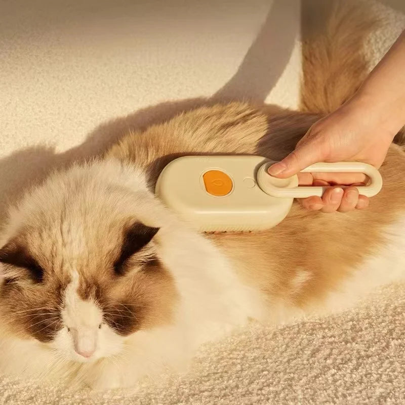 Brosse Électrique 3-en-1 pour Chats – Nettoyage, Vapeur & Massage