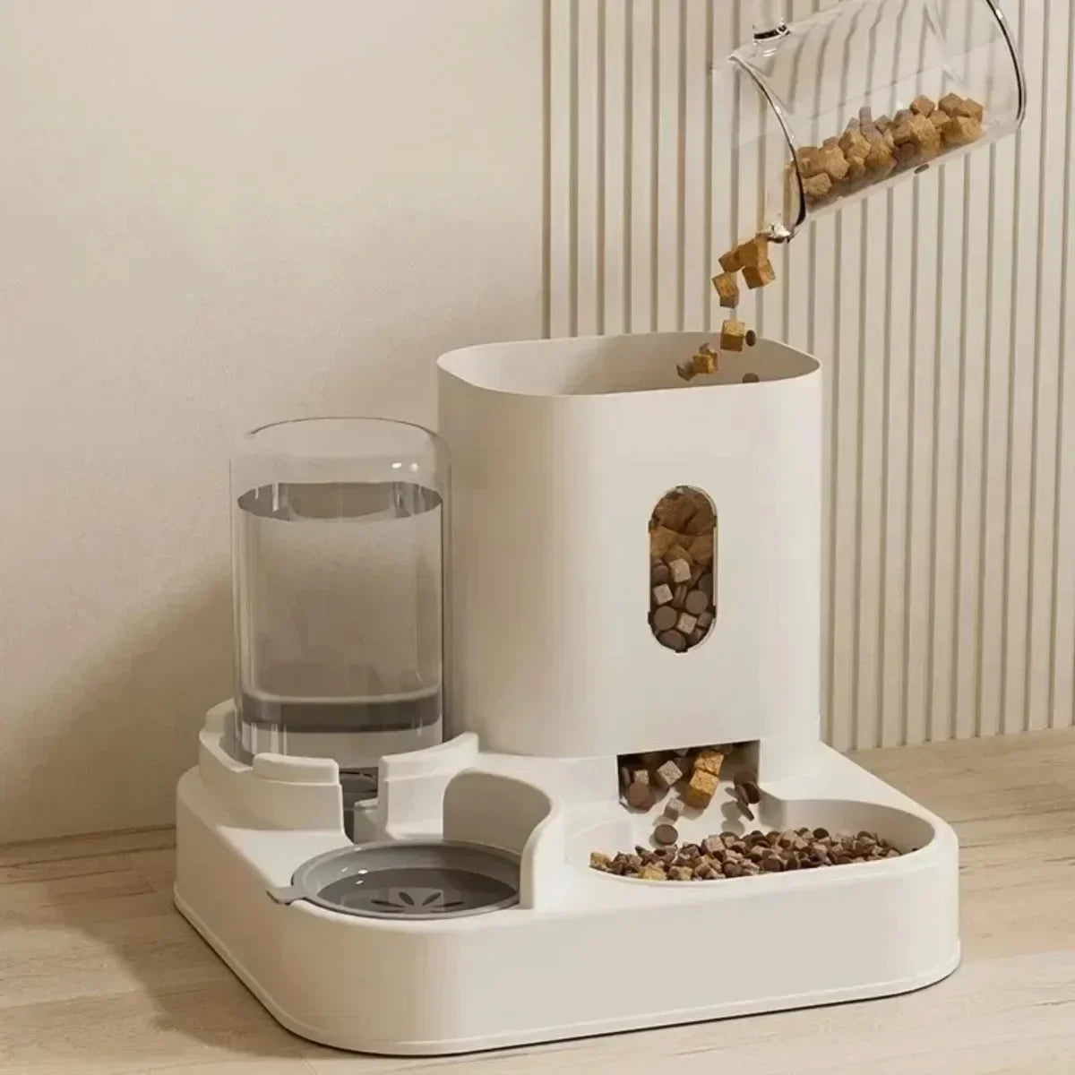 Distributeur automatique de nourriture pour chats avec Fontaine intégré