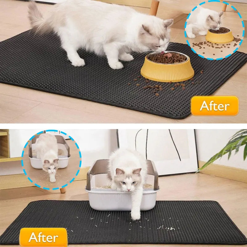 Tapis de litière pour chat double couche
