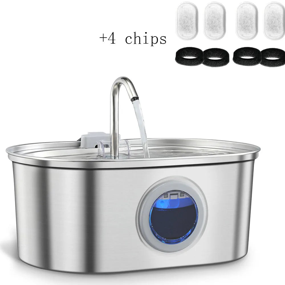 Fontaine à eau pour chats en acier inoxydable 3,2 L