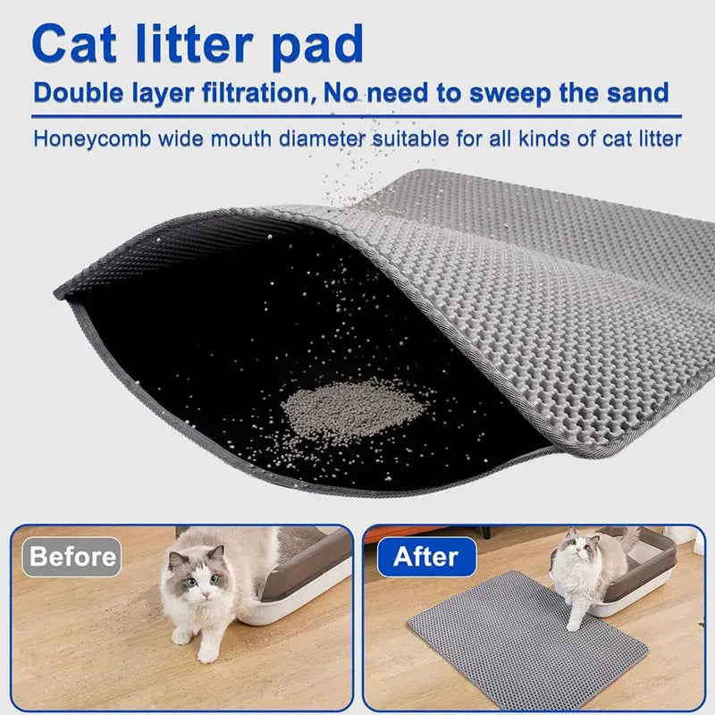 Tapis de litière pour chat double couche