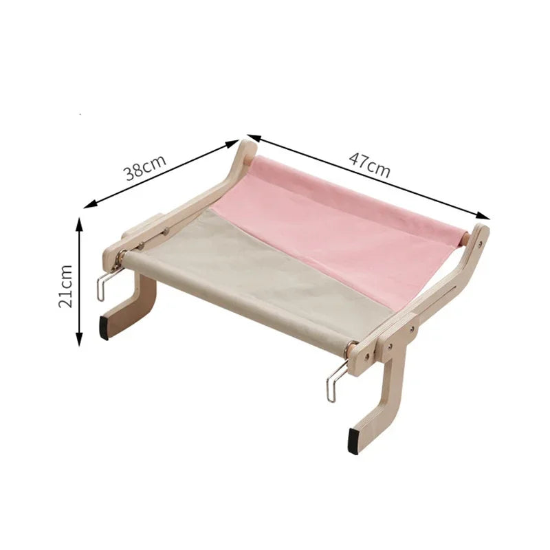 Hamac Suspendu pour Chat en Bois & Toile Coton
